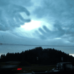 Vision of Jesus Christ Feet and Hands Appearing in the Skies and the Moon in Blue Coloration Vision of Jesus Christ Feet and Hands Appearing in the Skies and the Moon in Blue Coloration