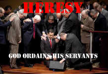 God Ordains His Servants – They Do Not Need Human Ordination God ordains His Servants. They do not need human ordination to carry out the work they were created to do. Human being ordaining another human being is a n heresy - a protestant heresy today