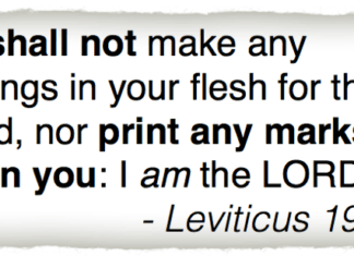Tattoos are Against God – Do not Print Any Marks Upon You Tattoos are Against God - Do not Print Any Marks Upon You
