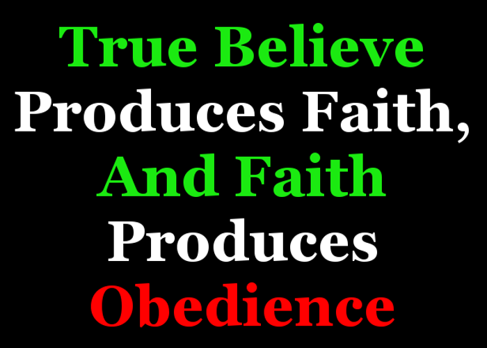 True believe produces Faith and Faith produces Obedience